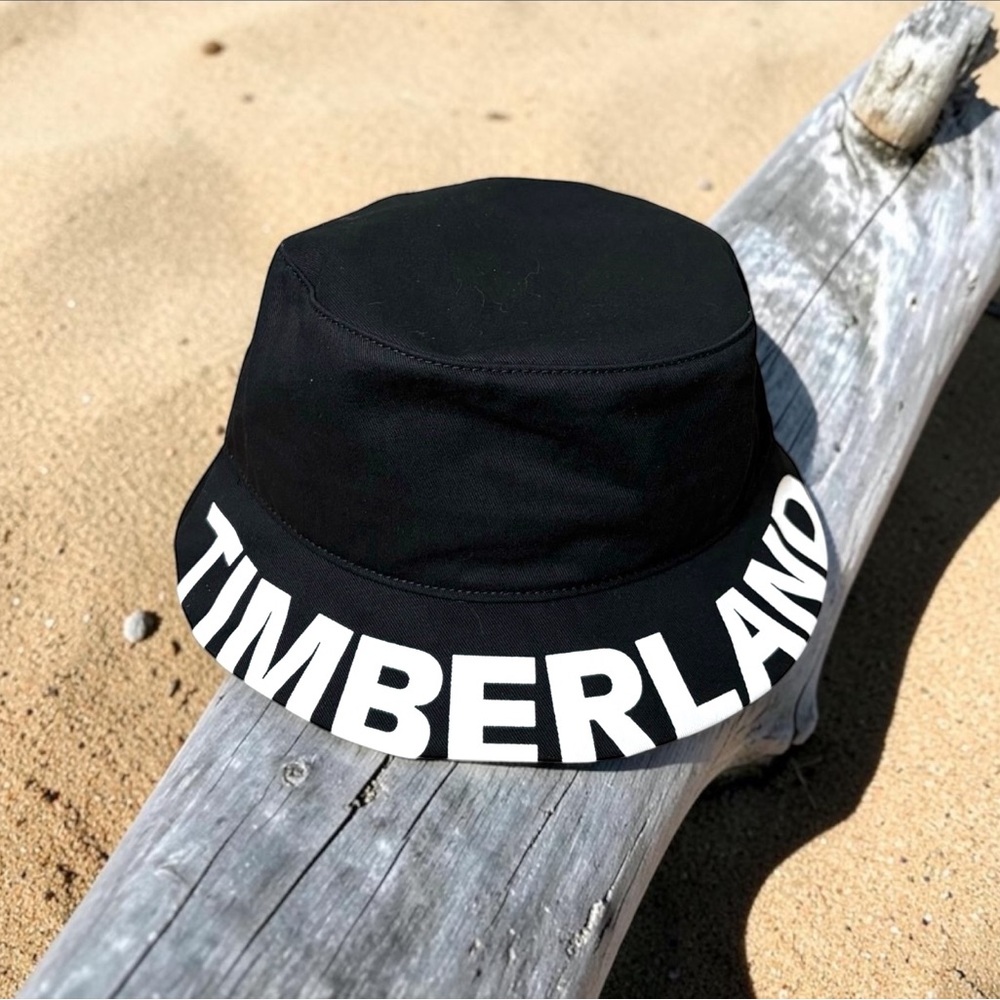 Timberland Men Women Black Logo Bucket Hat Sz L/XL